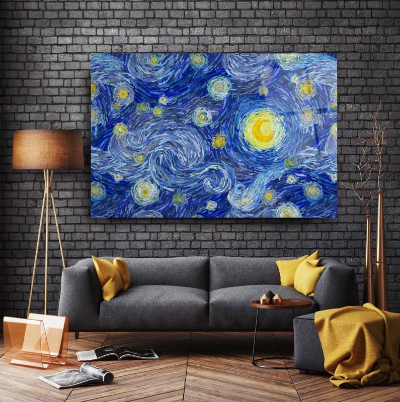 Yıldızlı Gece Cam Tablo
