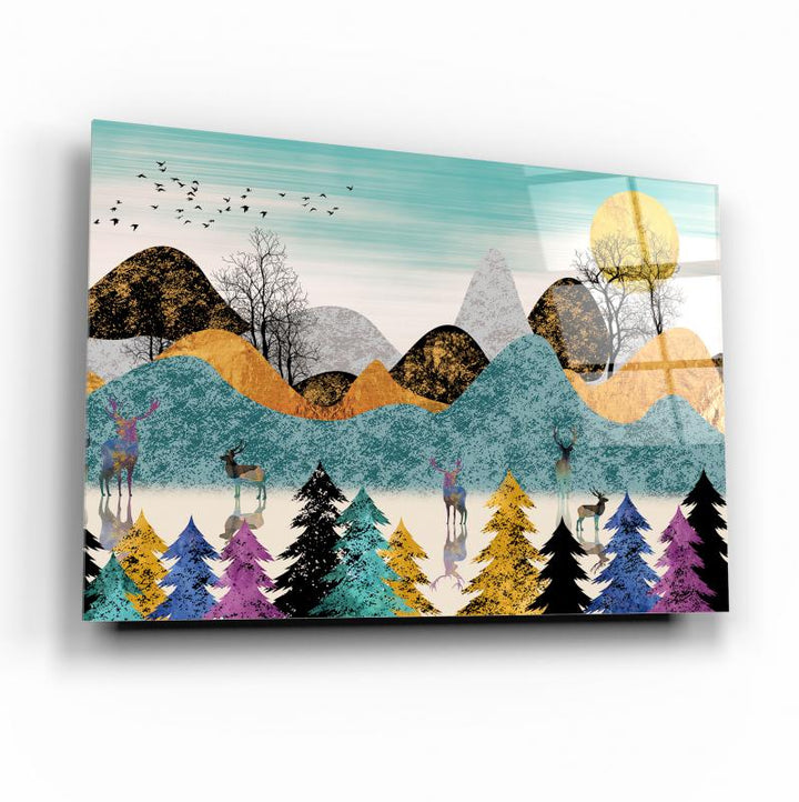 Soyut Manzara Cam Tablo