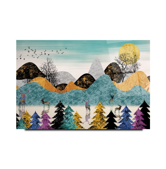 Soyut Manzara Cam Tablo