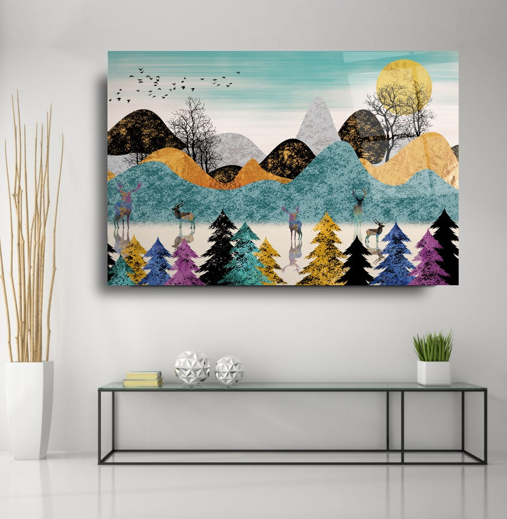 Soyut Manzara Cam Tablo