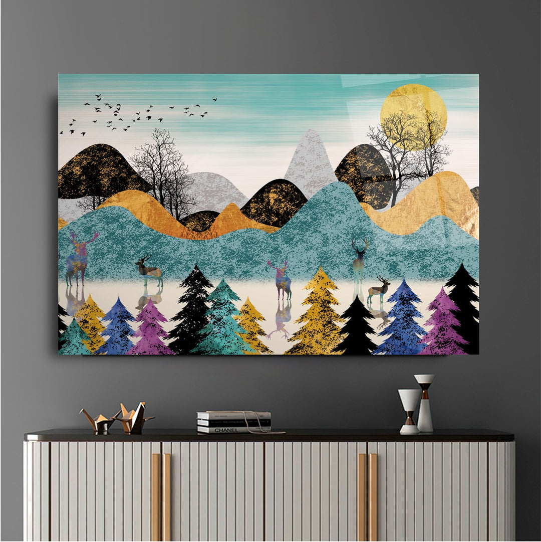 Soyut Manzara Cam Tablo