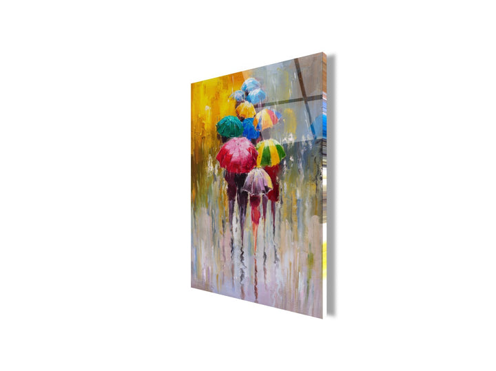 Renkli Şemsiyeler Cam Tablo