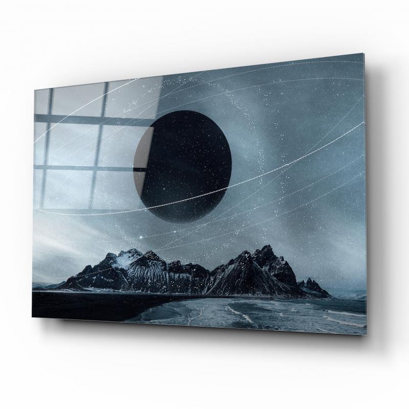 Ay Manzarası Cam Tablo