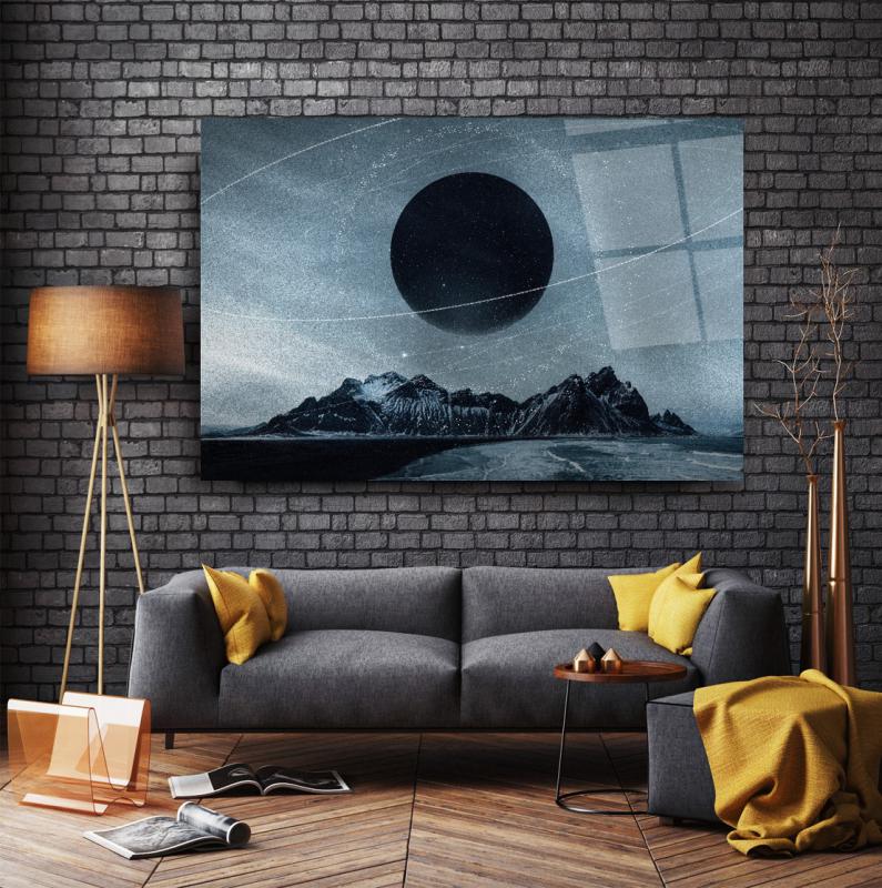 Ay Manzarası Cam Tablo