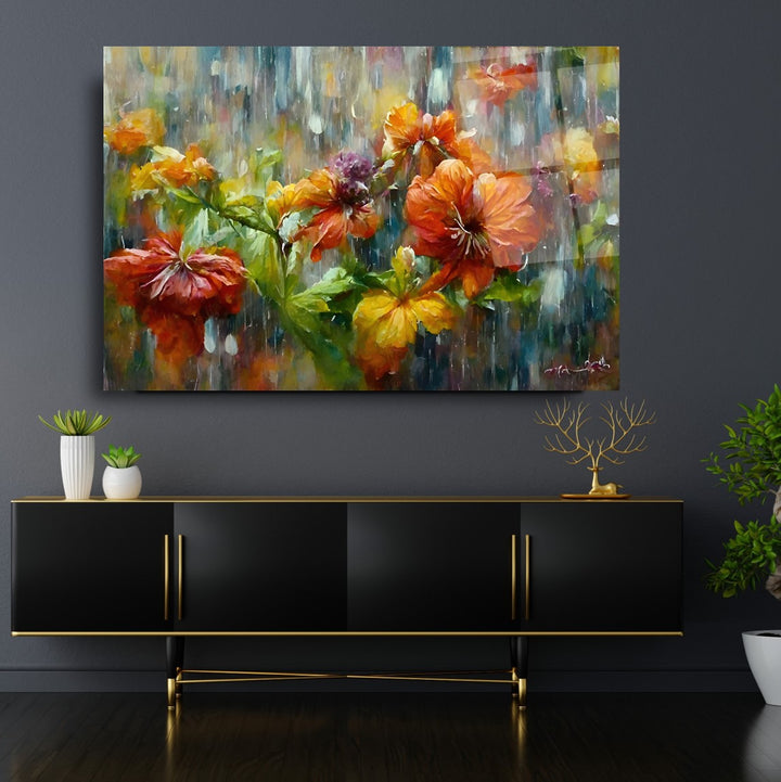 Çiçekler Cam Tablo