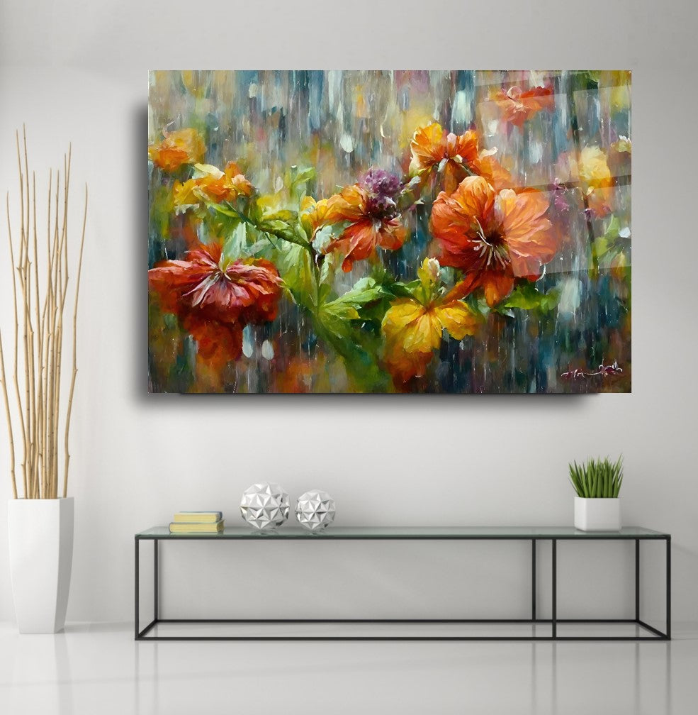 Çiçekler Cam Tablo