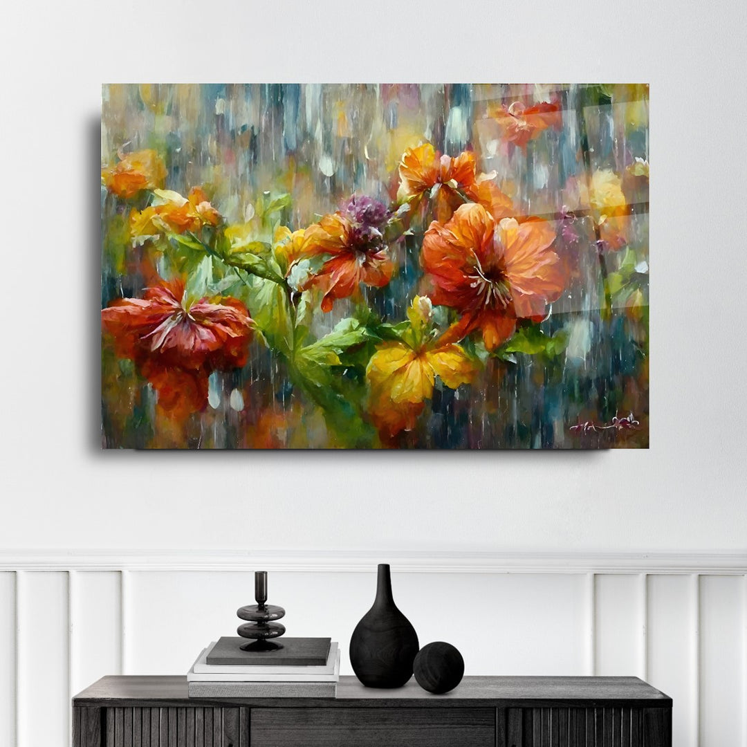 Çiçekler Cam Tablo