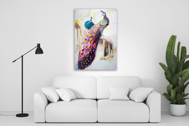 Tavus Kuşu Cam Tablo