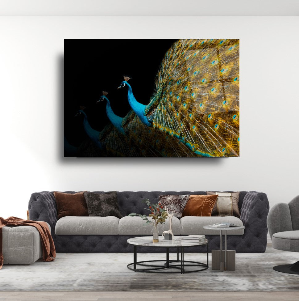 Tavus Kuşu Cam Tablo