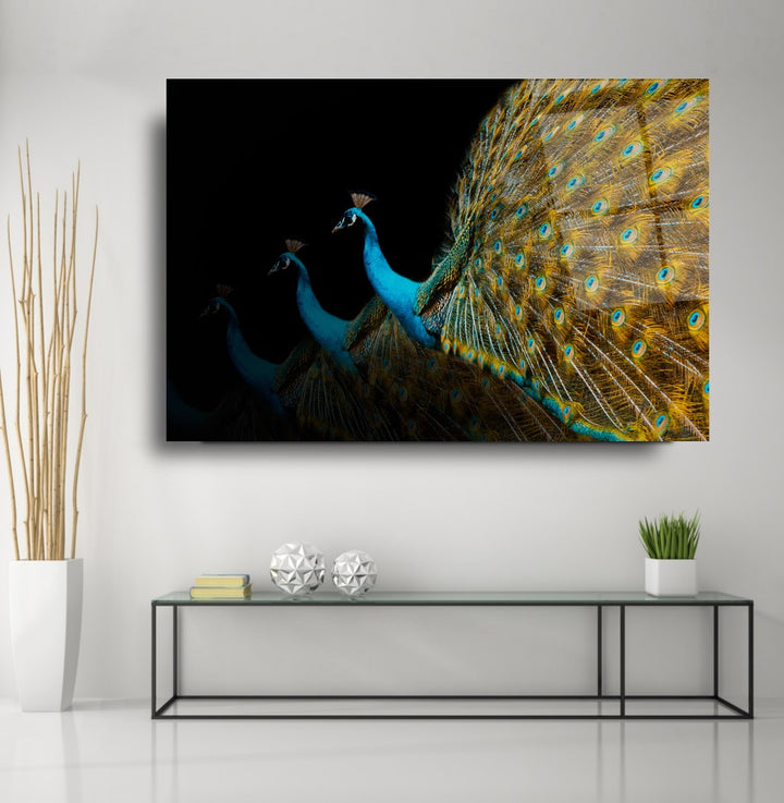 Tavus Kuşu Cam Tablo