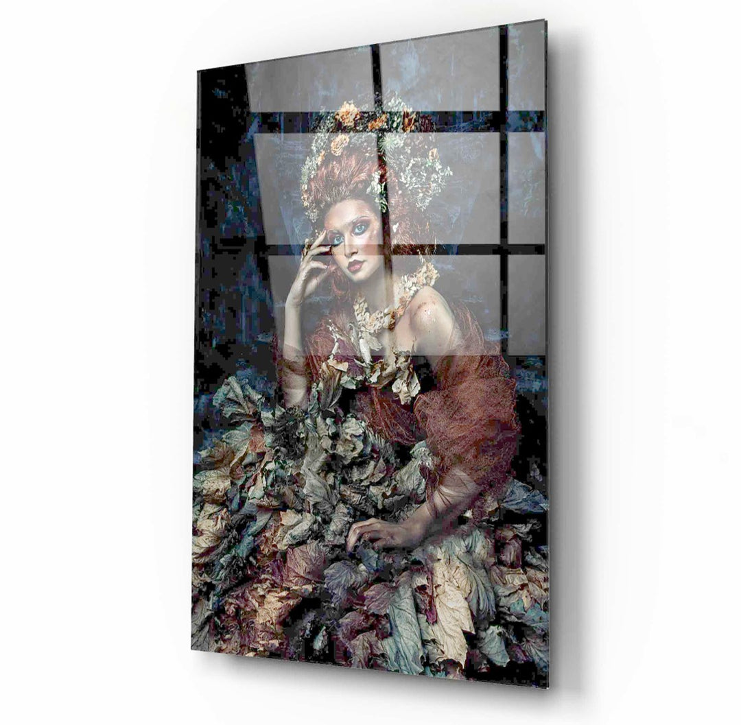 Kadın Portre Cam Tablo