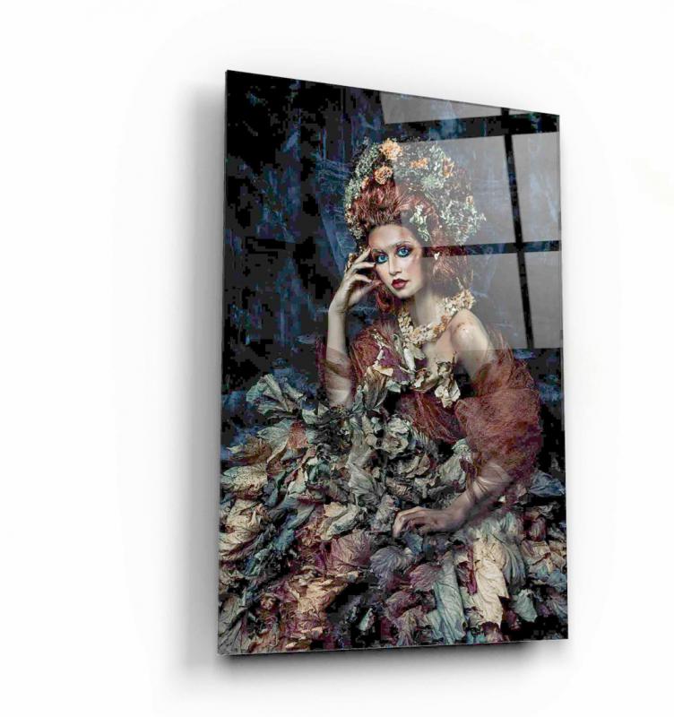 Kadın Portre Cam Tablo