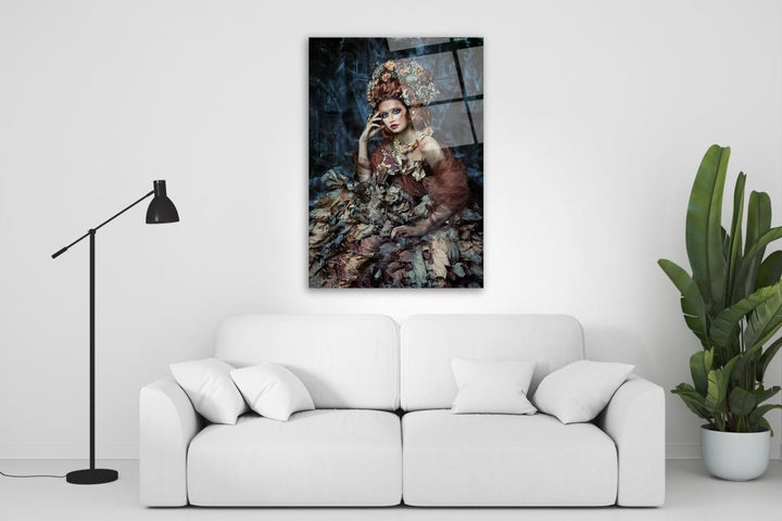 Kadın Portre Cam Tablo