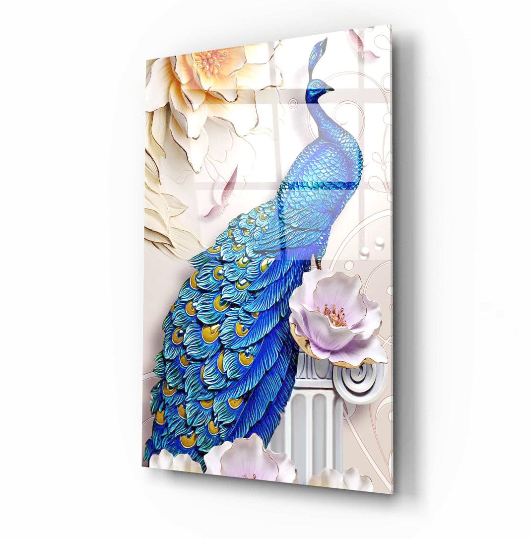 Tavus Kuşu Cam Tablo