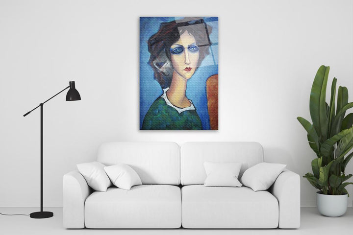 Kadın Portre Cam Tablo