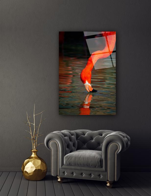 Su ve Kuş Cam Tablo