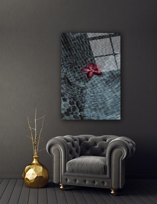 Su ve Çiçek Cam Tablo