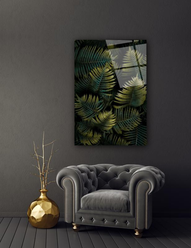 Tropik Yapraklar Cam Tablo