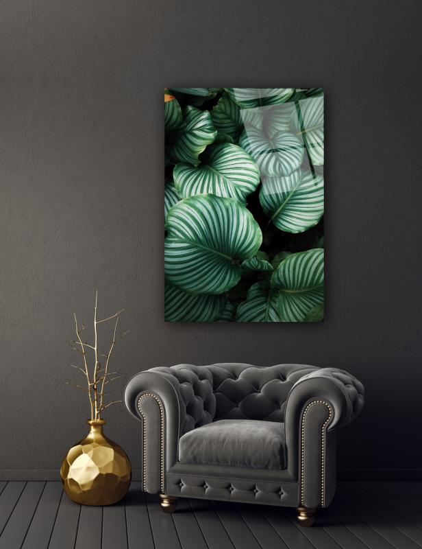 Tropik Yapraklar Cam Tablo