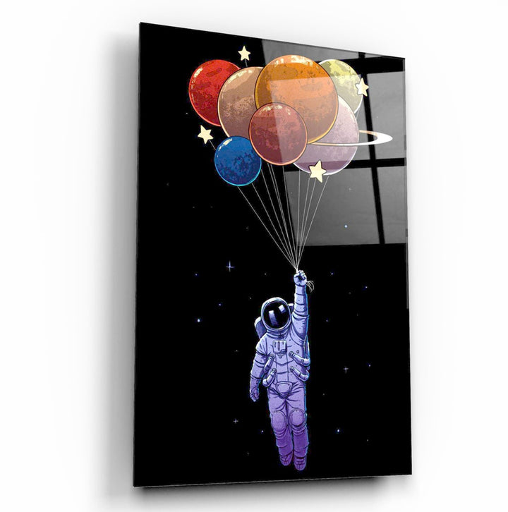 Balon Gezegenler Cam Tablo