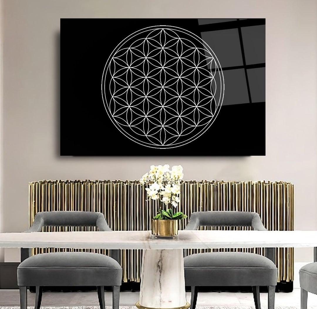 Yaşam Çiçeği Cam Tablo