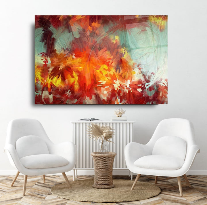 Soyut Yağlı Boya Cam Tablo