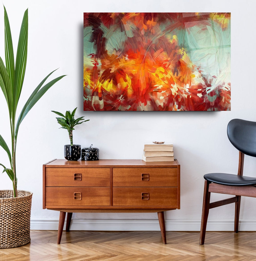 Soyut Yağlı Boya Cam Tablo