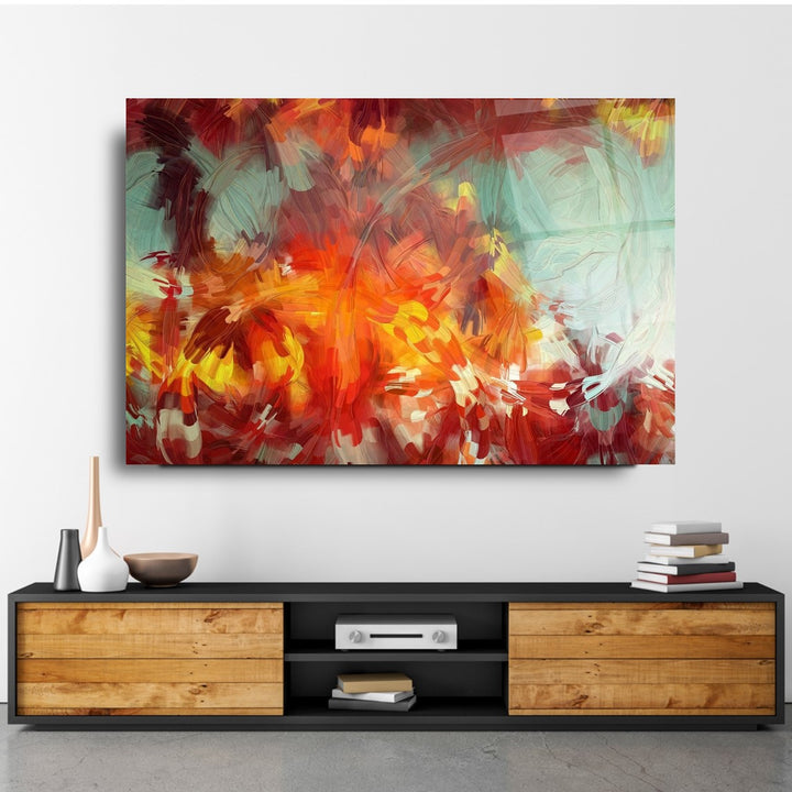 Soyut Yağlı Boya Cam Tablo