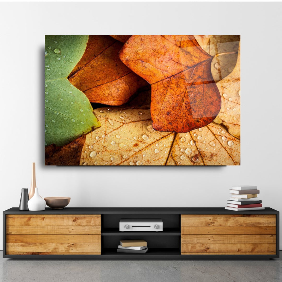 Yapraklar Cam Tablo