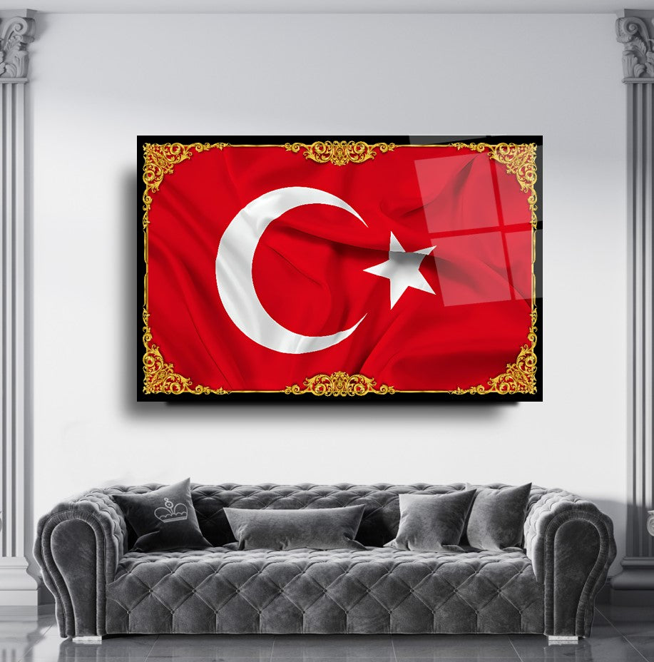 Türk Bayrağı Cam Tablo