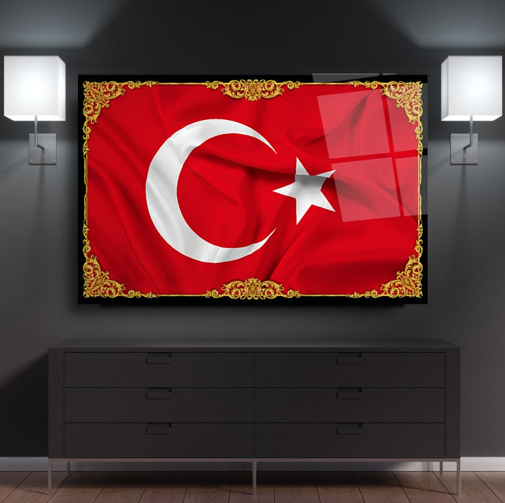 Türk Bayrağı Cam Tablo