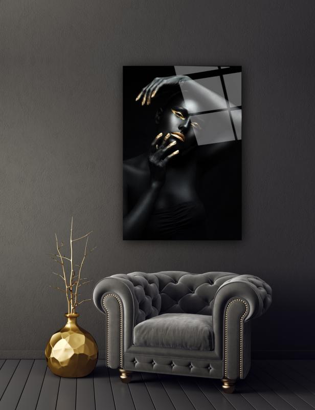 Gold Kadın Cam Tablo