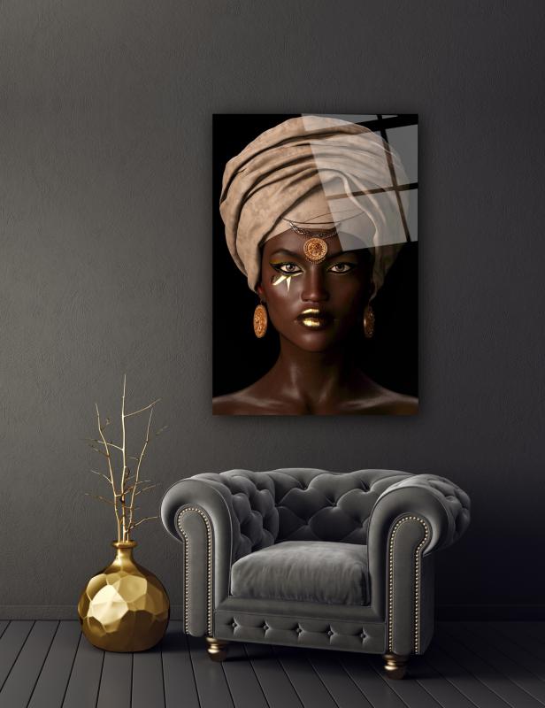 Afrika’lı Kadın Cam Tablo