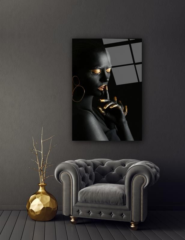 Gold Kadın Cam Tablo