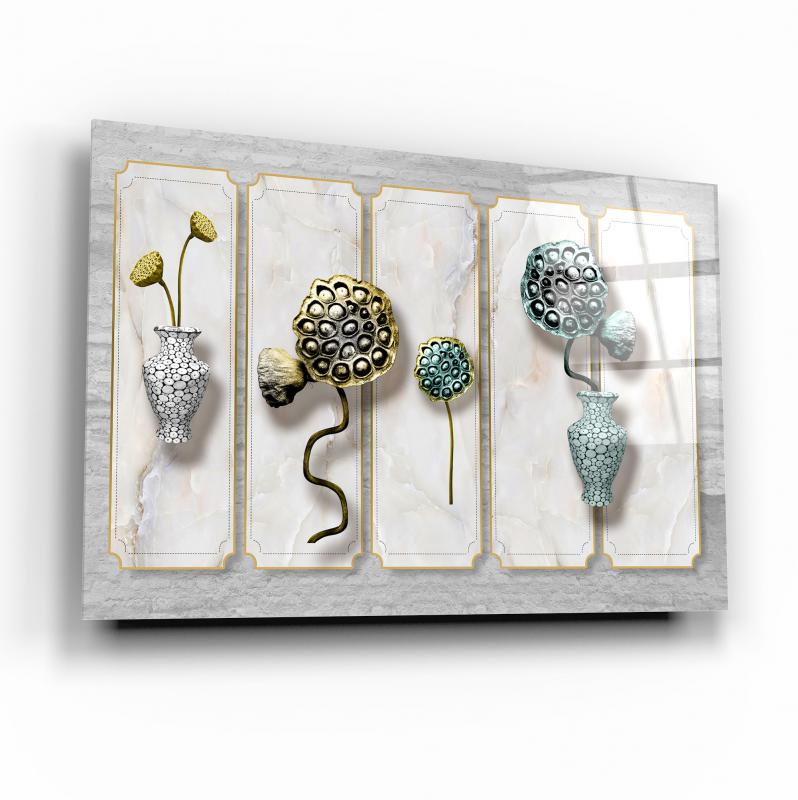 Vazo ve Çiçekler Cam Tablo