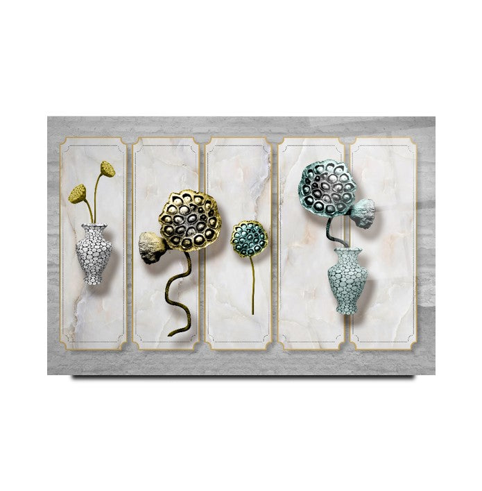 Vazo ve Çiçekler Cam Tablo