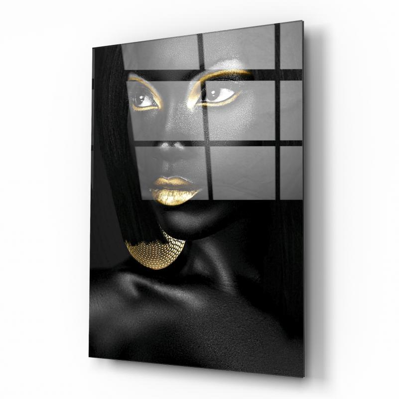 Afrikalı Kadın Cam Tablo