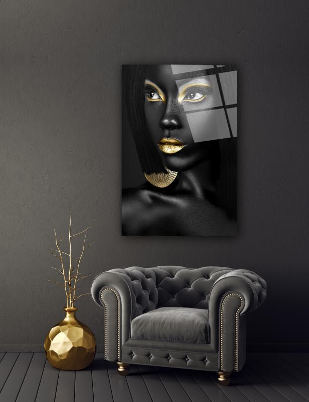 Afrikalı Kadın Cam Tablo