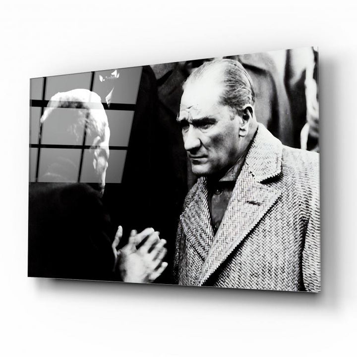 Atatürk ve Köylü Cam Tablo