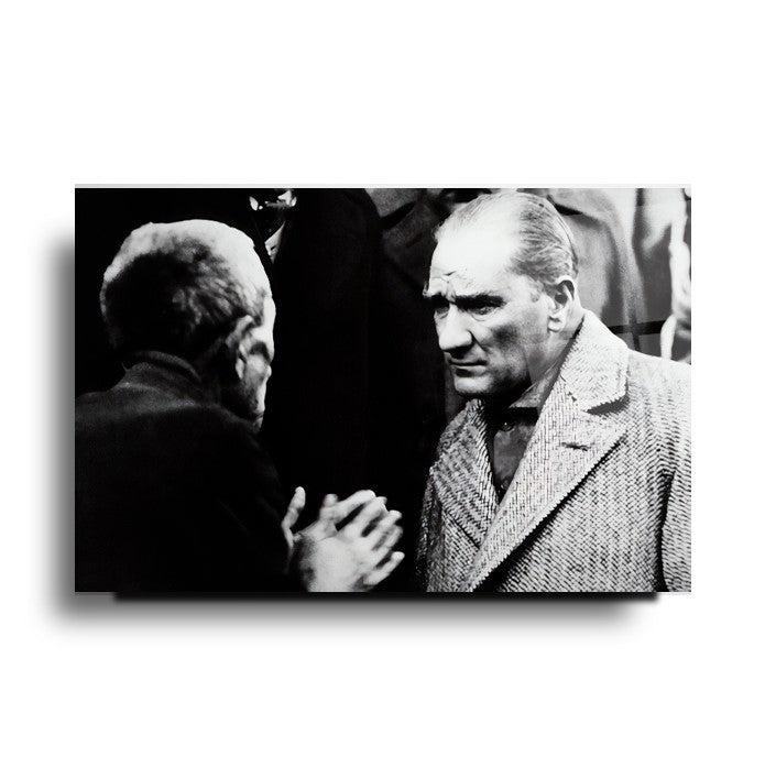 Atatürk ve Köylü Cam Tablo