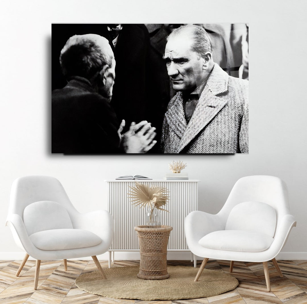 Atatürk ve Köylü Cam Tablo