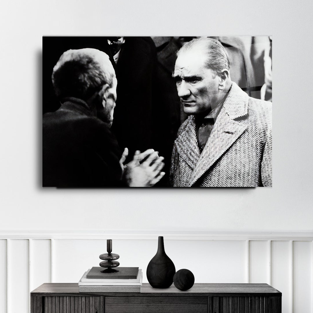 Atatürk ve Köylü Cam Tablo