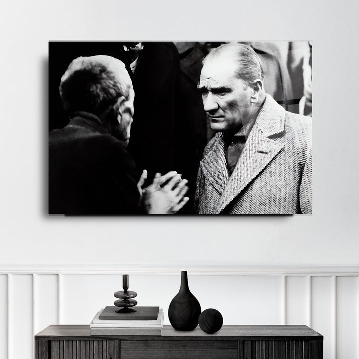 Atatürk ve Köylü Cam Tablo