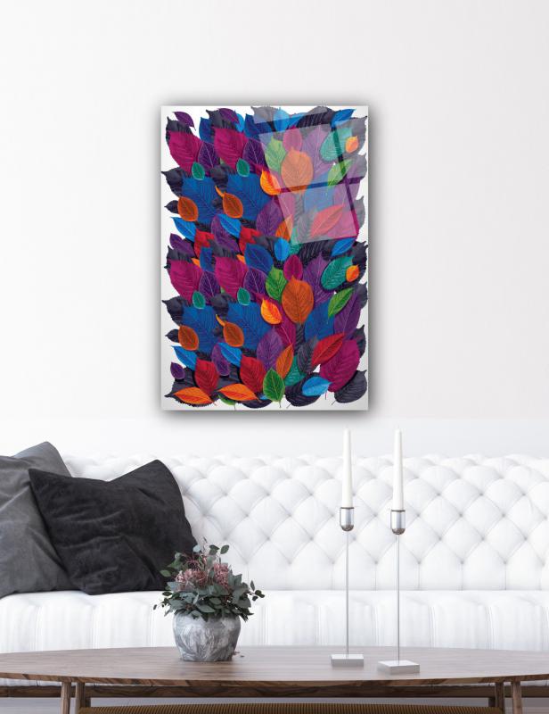 Renkli Yapraklar Cam Tablo