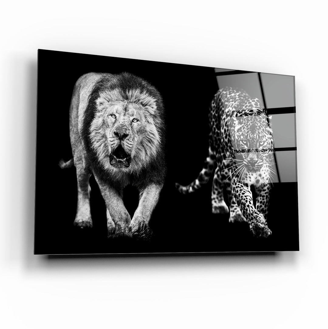 Aslan ve Leopar Cam Tablo