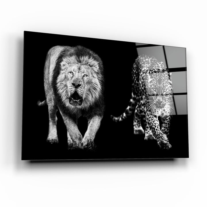 Aslan ve Leopar Cam Tablo