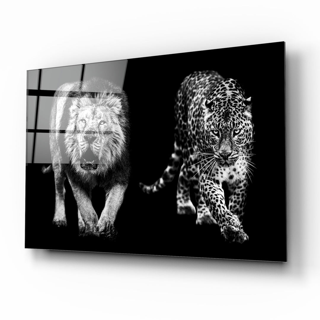 Aslan ve Leopar Cam Tablo