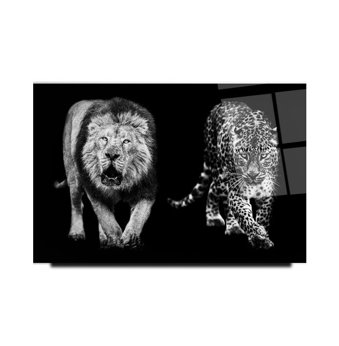 Aslan ve Leopar Cam Tablo
