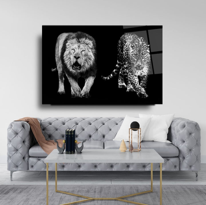 Aslan ve Leopar Cam Tablo