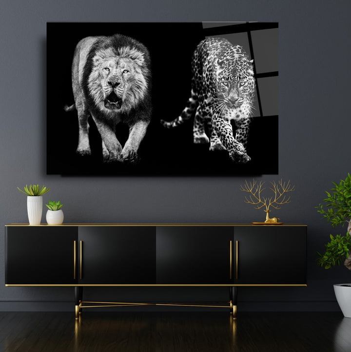 Aslan ve Leopar Cam Tablo